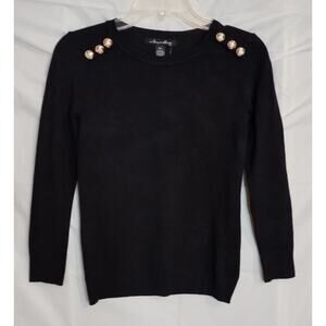 a love story Women's PXS Sweater Black Pullover  Decorative Buttons NWT